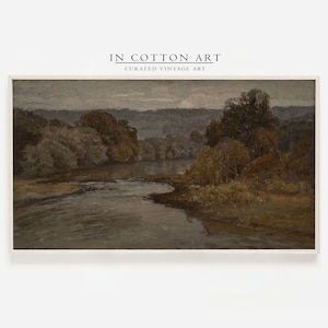 Landscape Samsung Frame TV Art Download / Vintage Moody Neutral Landscape Oil Painting DIGITAL | TV52