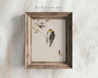 Neutral Bird Illustration / Vintage Farmhouse Nursery Art PRINTABLE/ Downloadable Print