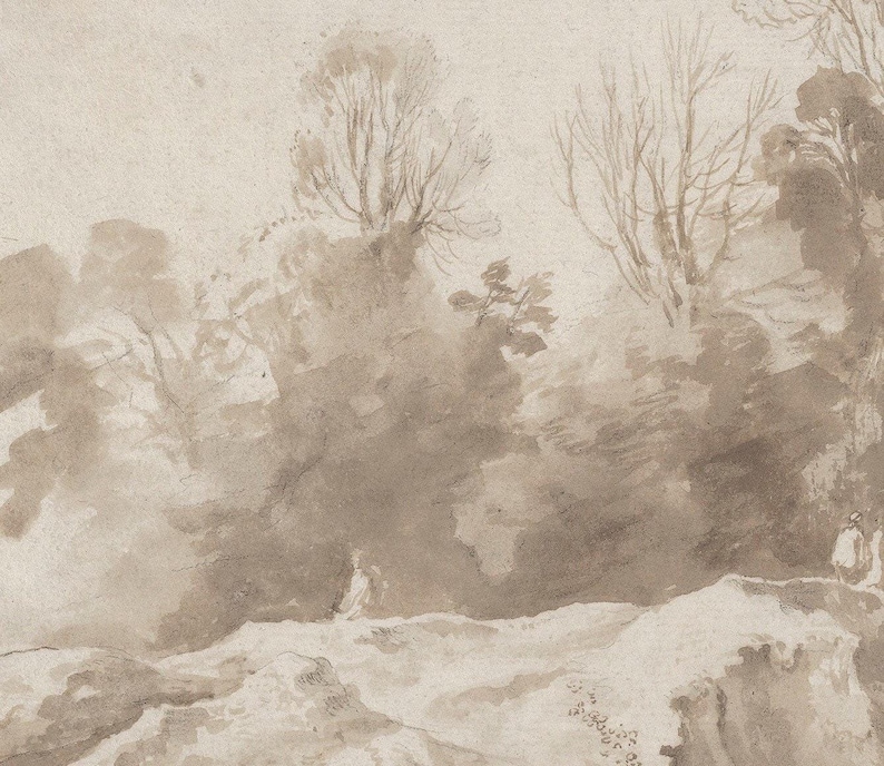 Stampa paesaggio seppia vintage, stampa seppia neutra, acquerello seppia, paesaggio inchiostro seppia, stampa antica seppia, arte murale neutra immagine 9