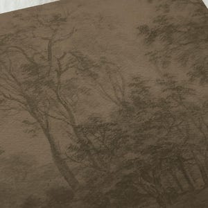 Antieke humeurige donkere bosrijke kunstprint / vintage moderne abstracte bosschildering / panoramisch rustiek landschapsmuurkunst boven bed | P150 afbeelding 4