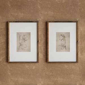 Set di 2 stampe botaniche vintage, schizzo di fiori antichi, schizzo botanico neutro, stampa di schizzo di rose, set di 2 disegni di rose, schizzo artistico immagine 3