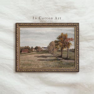 Vintage Autumn Cottage Painting PRINTABLE / Fall Season Cozy Home Decor / Fall Foliage Wall Art / Antique Rustic Art Prints | P196