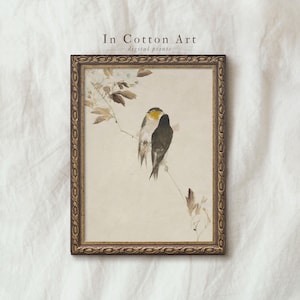 Neutral Bird Illustration / Vintage Farmhouse Nursery Art PRINTABLE/ Downloadable Print