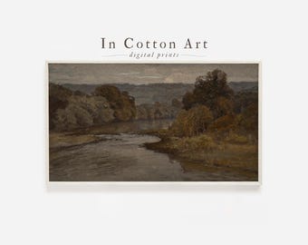 Landscape Samsung Frame TV Art Download / Vintage Moody Neutral Landscape Oil Painting DIGITAL | TV52