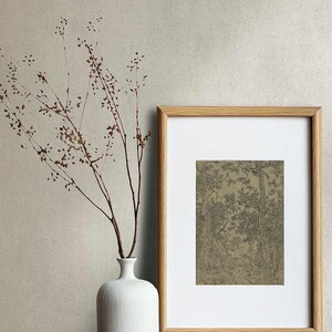 Ink sketch vintage wall art, Antique classic sketch, Farmhouse moody wall art, Vintage textile wall art print, Woodland landscape drawing image 6