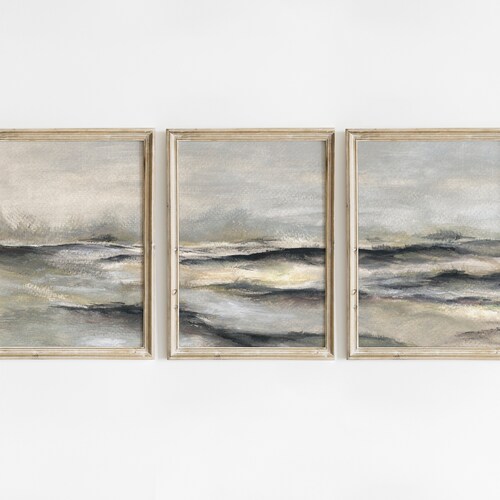 Calming Wall Art Set of 3 Prints Pale Blue Wall Art Etsy