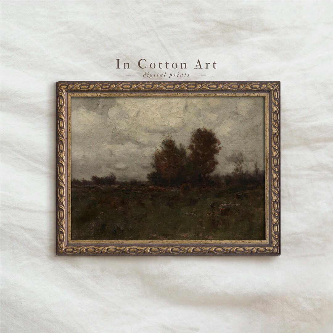 Vintage Moody Autumn Landscape Painting PRINTABLE / Antique Rustic Fall ...