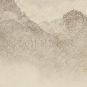Minimalist Neutral Drawing PRINTABLE / Soft Beige Mountain Landscape Art Print / Vintage Rustic Sketch Print Digital Downloadable | D68 image 9