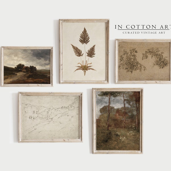 Vintage Neutral Gallery Wall Art SET / Autumn Warm Tone Prints / Digital Painting PRINTABLE | S9