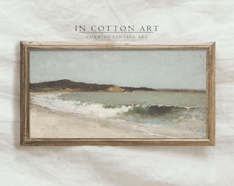 Panoramic Seascape Art Print / Above Bed Coastal Painting / Narrow Artwork Printable