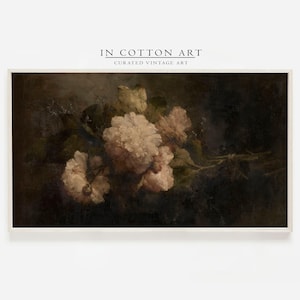 Moody Samsung Frame TV Art / Vintage Peonies Oil Painting DIGITAL Art | TV56