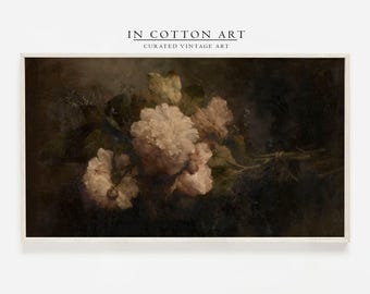 Moody Samsung Frame TV Art / Vintage Peonies Oil Painting DIGITAL Art | TV56