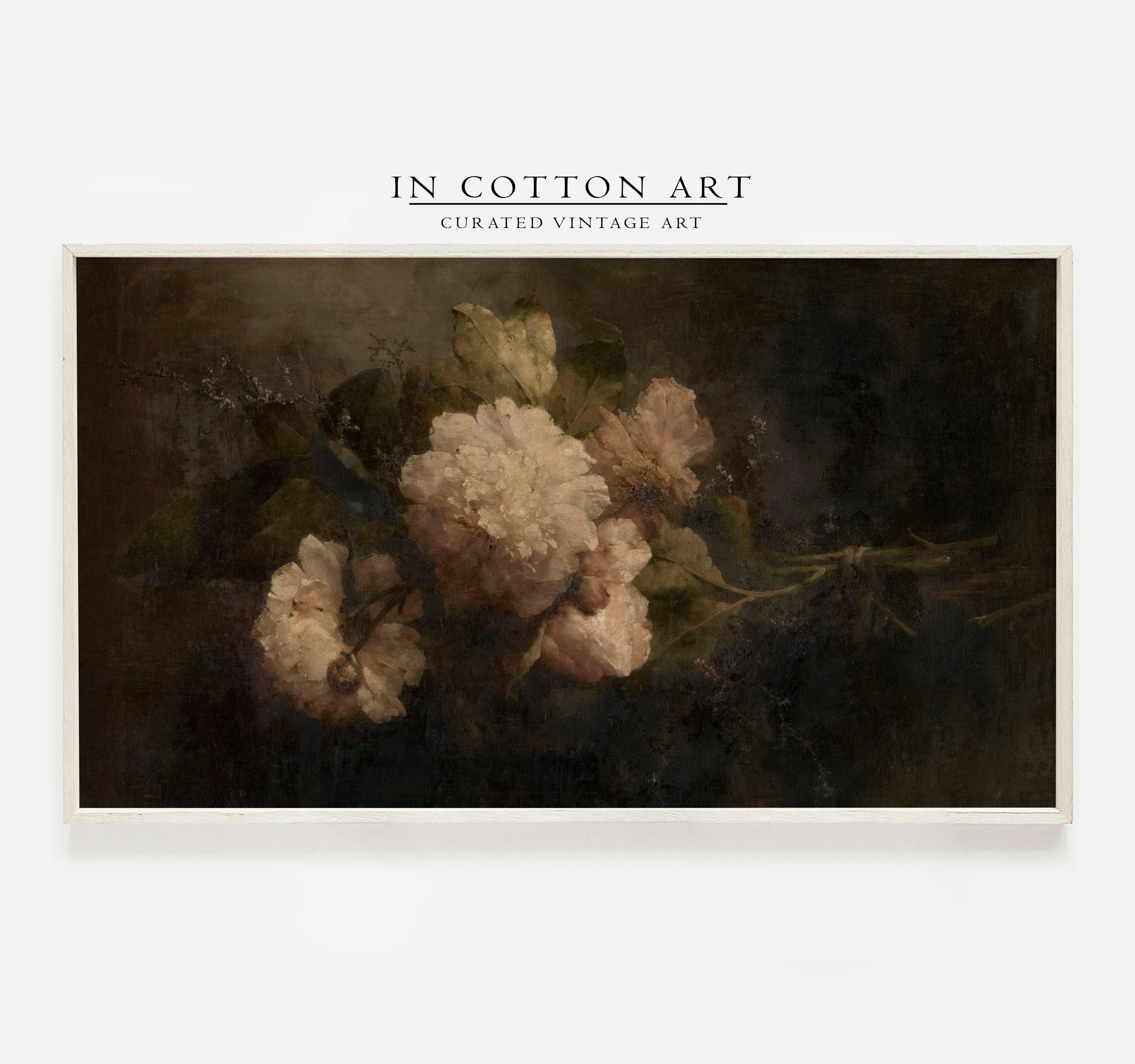 Moody Samsung Frame TV Art / Vintage Peonies Oil Painting DIGITAL Art | TV56