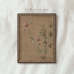 Impresión botánica vintage / Pintura de rosas antiguas neutras IMPRIMIBLE / Decoración rústica floral de granja / P143