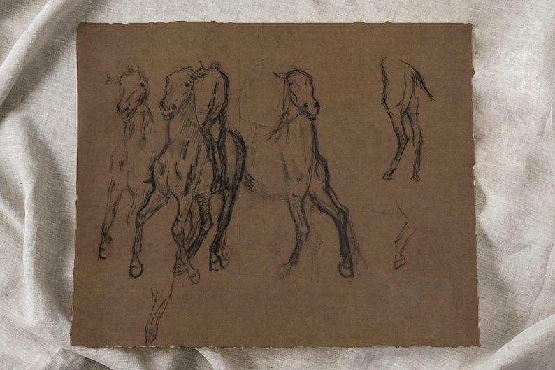 Vintage Moody Horse Drawing / Rustic Equestrian Art Print / Animal Sketch Wall Art PRINTABLE Digital | D60 image 8