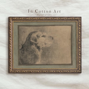 Vintage Dog Drawing PRINTABLE / Antique Puppy Sketch Art Print / Animal Etching Digital Download | D58