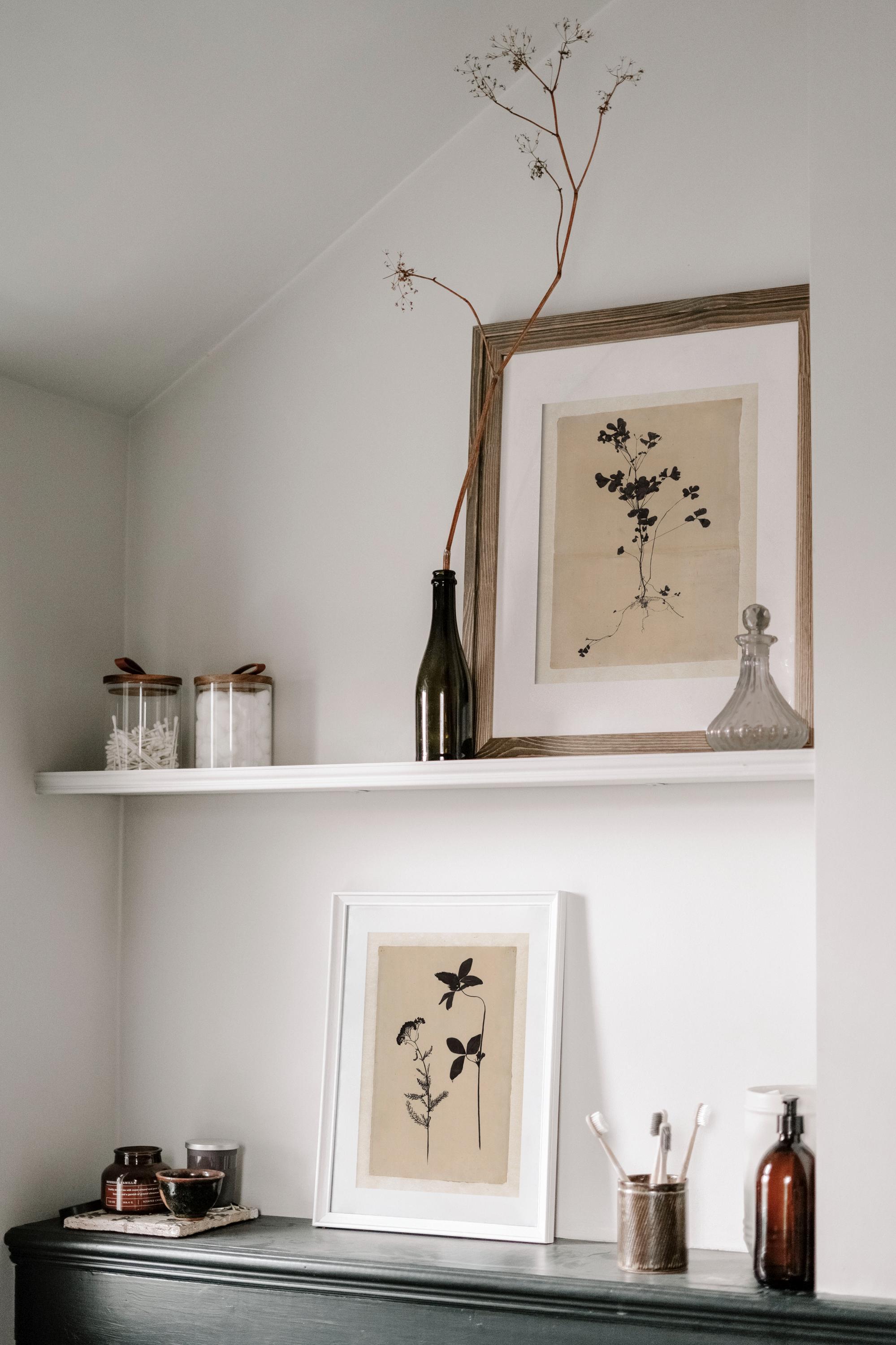 Neutral Botanical Prints SET of 3, Minimalist Eclectic Floral Wall Art ...