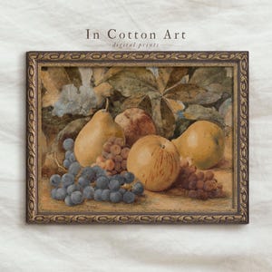Vintage Fruit Still Life Painting PRINTABLE / Antique Kitchen Wall Decor / Warm Neutral Art Print | P164