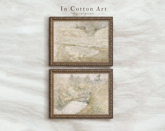 Abstract Neutral Prints SET / Vintage Rustic Landscape Painting PRINTABLE / Digital Art Download | P1