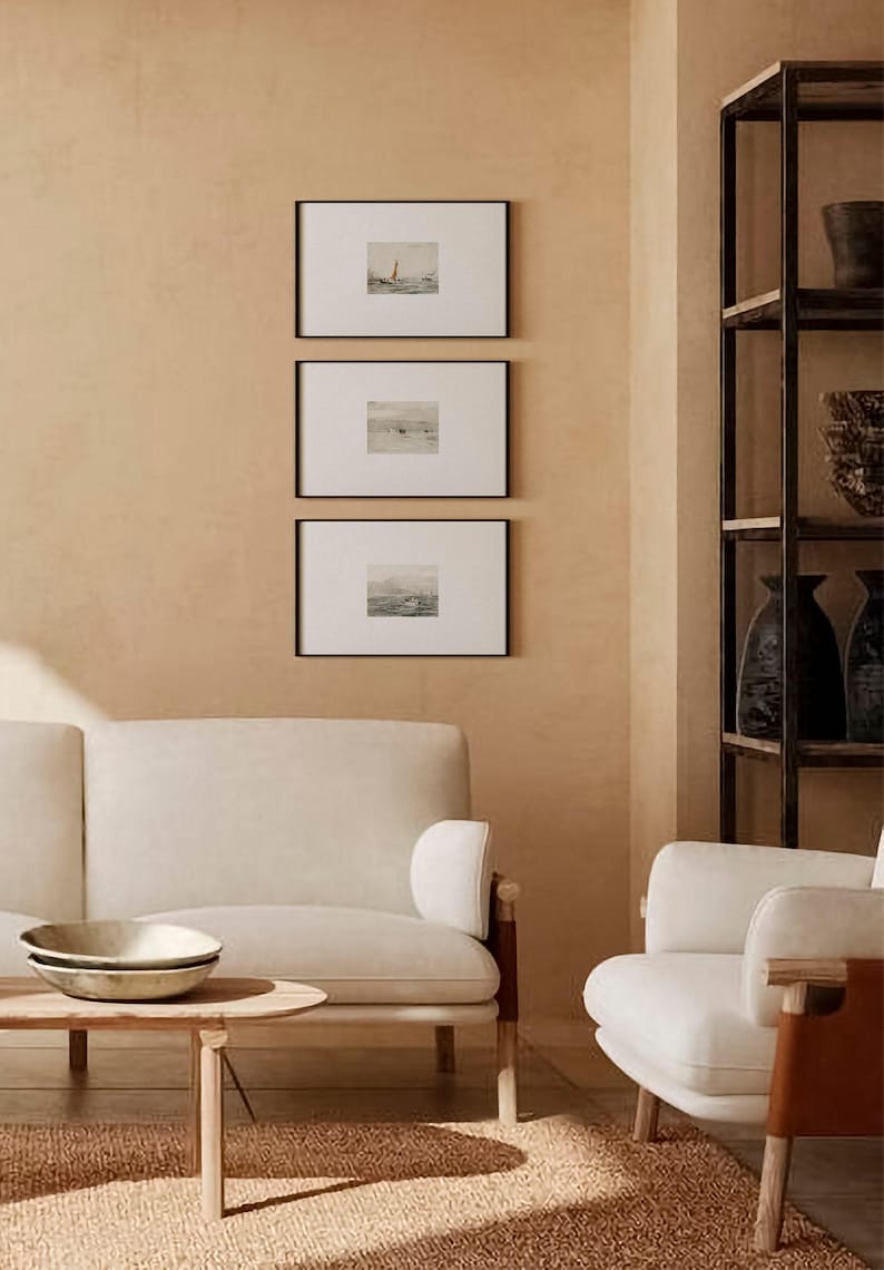 Küsten Bauernhaus Galerie Wand Kunst SET / Muted Kunstdruck Digital DRUCKBAR / Vintage Wohnkultur | P62 Bild 8