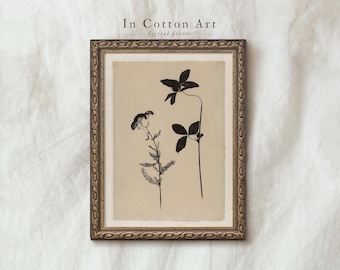 Vintage Herbarium Botanical Poster, Antique Wildflower Illustration, Minimalist Flower Print Digital Download, Farmhouse Kitchen Art | P290