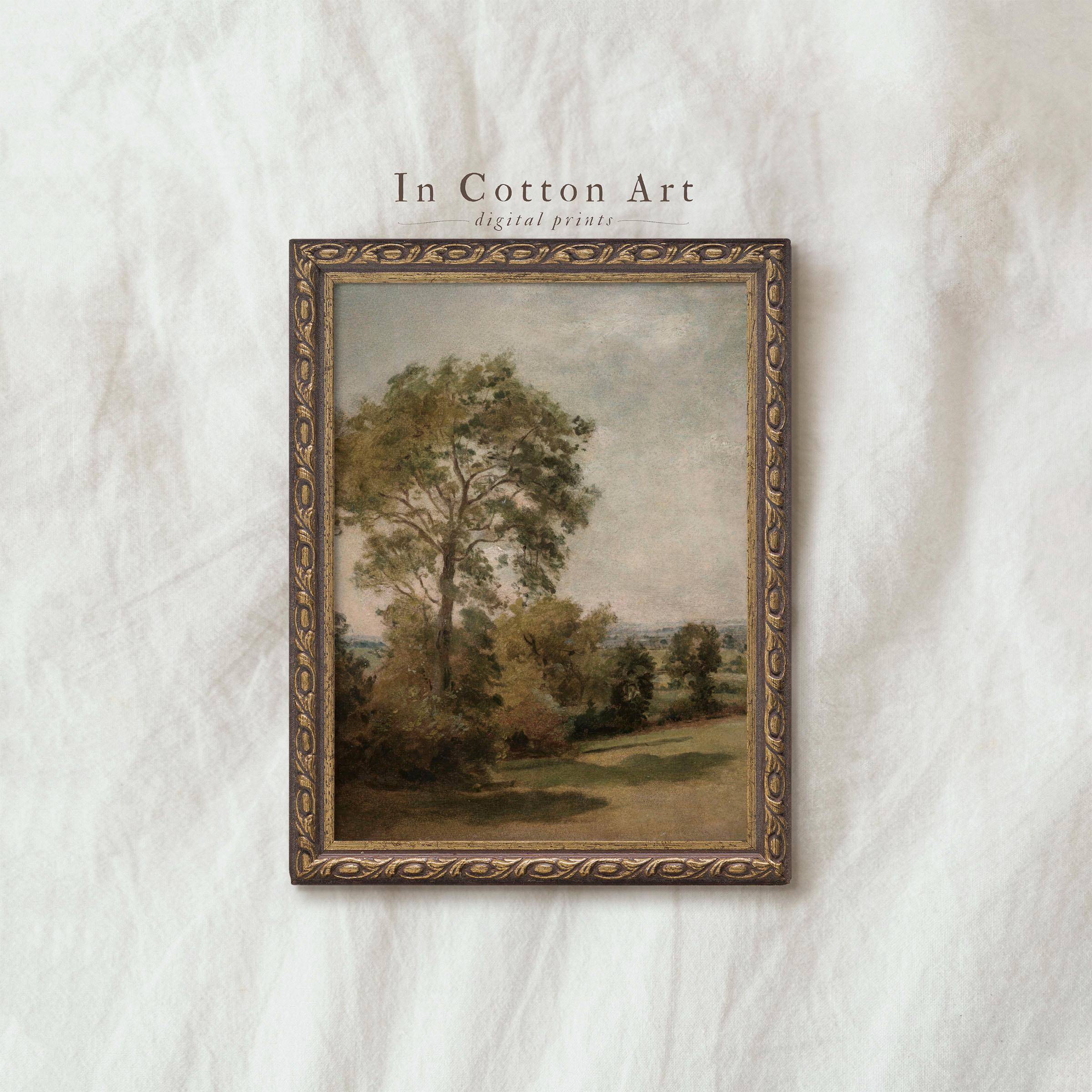 ビンテージ　風景画 樹木 Vintage Tree Art Print / Vertical Landscape Painting Rustic
