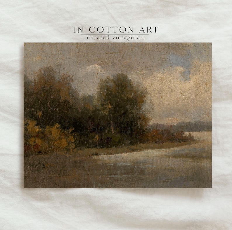 Rustic Fall Lake Landscape Print / Vintage Autumn Wall Decor Digital ...