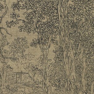 Ink sketch vintage wall art, Antique classic sketch, Farmhouse moody wall art, Vintage textile wall art print, Woodland landscape drawing image 9