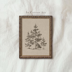 Minimalist Pine Tree Sketch PRINTABLE Art, Rustic Winter Forest Drawing, Scandi Christmas Decor | D84