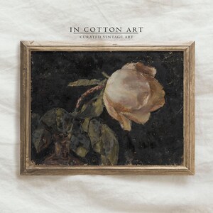 Vintage Moody Still Life Oil Painting / Antique Rose Art Print Download ...