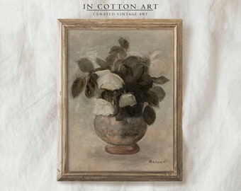 Neutral Roses Still Life Painting / Vintage Flower Print / Antique Botanical Art PRINTABLE | P70