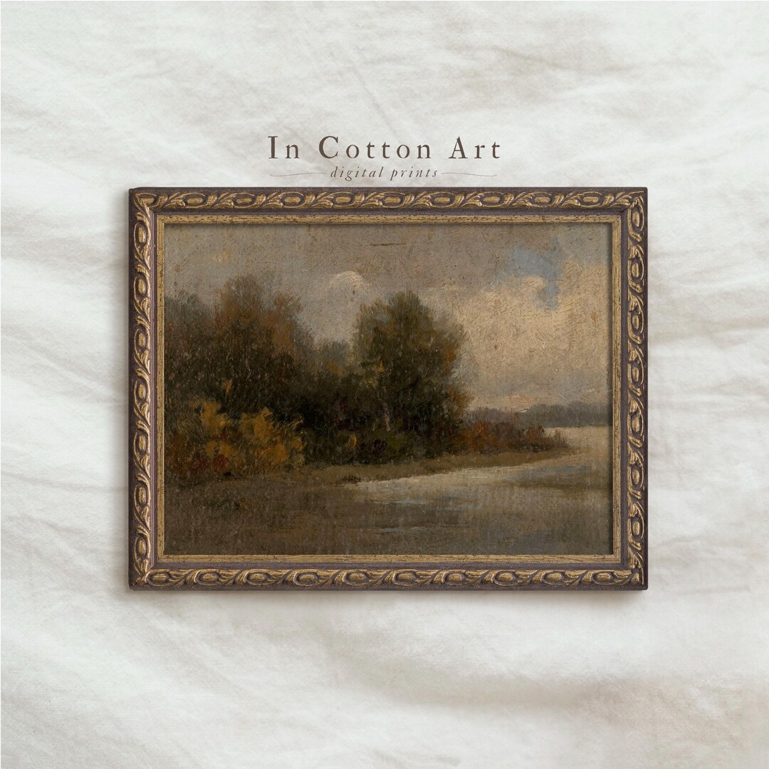 Rustic Fall Lake Landscape Print / Vintage Autumn Wall Decor Digital ...
