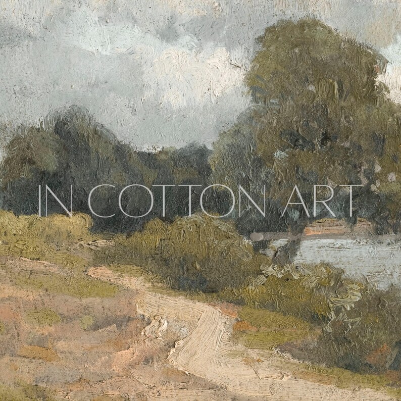Vintage Panoramic Art Print / Rustic Landscape Painting Above Bed PRINTABLE / Summer Wall Decor DIGITAL Download InCottonArt | P178 image 9