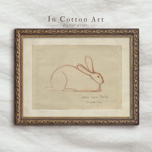 Minimalist Bunny Nursery Wall Art / Hand-Drawn Rabbit Drawing / Baby Room Decor / Woodland Animal Sketch / Bunny Illustration for Kids | D85