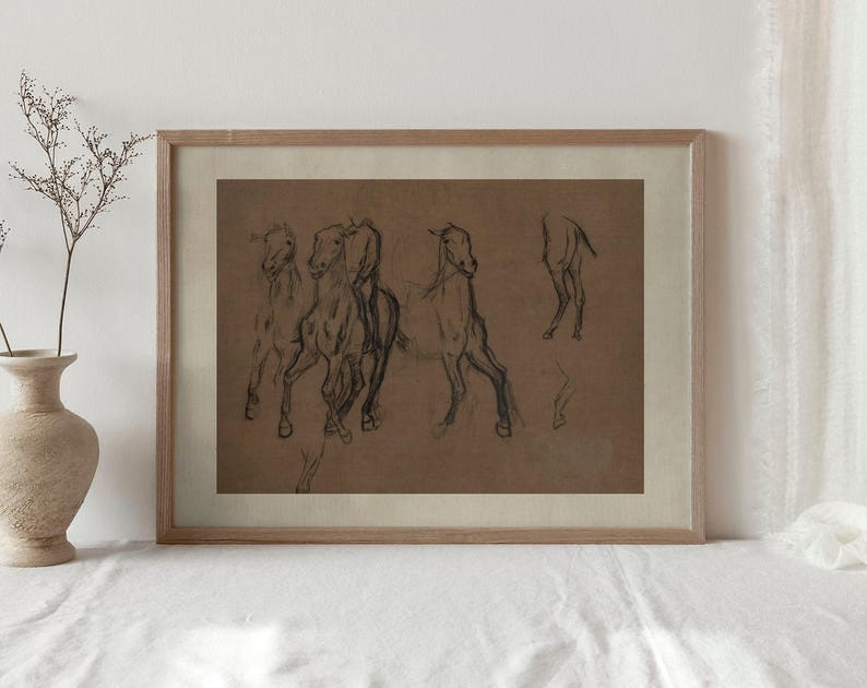 Vintage Moody Horse Drawing / Rustic Equestrian Art Print / Animal Sketch Wall Art PRINTABLE Digital | D60 image 5