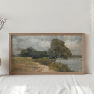Vintage Panoramic Art Print / Rustic Landscape Painting Above Bed PRINTABLE / Summer Wall Decor DIGITAL Download InCottonArt | P178 image 5
