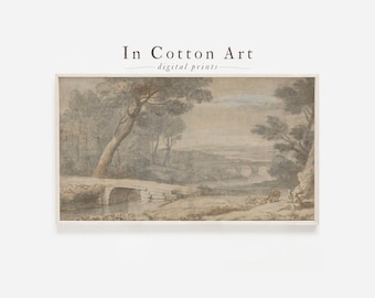 Samsung Frame TV Art / Muted Vintage Landscape Painting DIGITAL Art