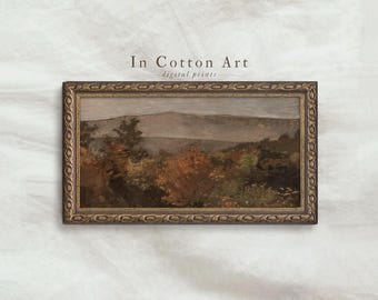 Panoramic Autumn Forest Painting / Narrow Earth Tone Art PRINTABLE / Fall Country Scenery Print | P140