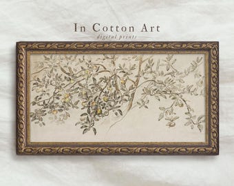 Narrow Botanical Sketch Print / Famhouse Art Print Panoramic PRINTABLE / Vintage Tree Drawing | D43