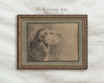 Vintage Dog Drawing PRINTABLE / Antique Puppy Sketch Art Print / Animal Etching Digital Download | D58