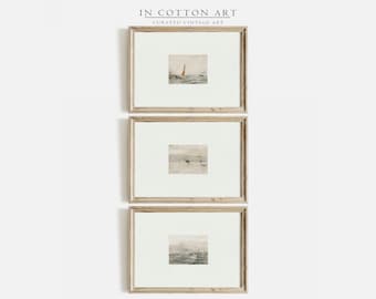 Coastal Farmhouse Gallery Wall Art SET / Muted Art Print Digital PRINTABLE / Vintage Home Decor | P62