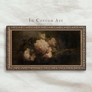 Panoramic Moody Art Above Bed / Vintage Narrow Flower Print / Antique Botanical Wall Art PRINTABLE | P144