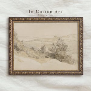 Beige Landscape Painting PRINTABLE / Neutral Minimalist Wall Art / Muted Art Print Digital | P83