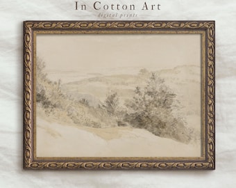 Beige Landscape Painting PRINTABLE / Neutral Minimalist Wall Art / Muted Art Print Digital | P83