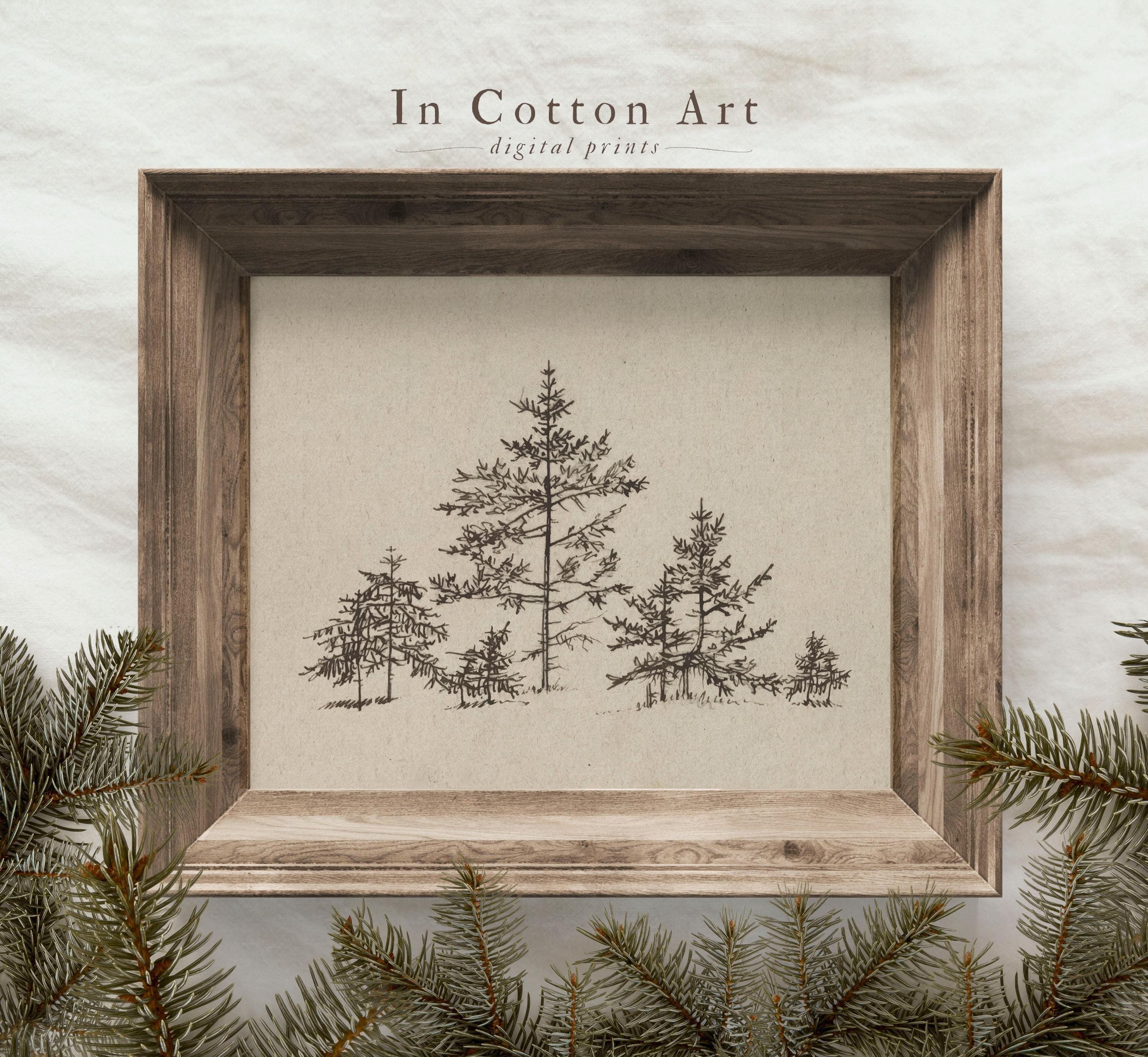 Rustic Christmas Tree Digital Download / Hand-drawn Pine Tree Art Print ...