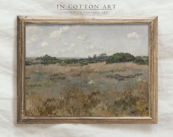 Antique Landscape Oil Painting / Vintage Farmhouse Art Print / Digital PRINTABLE | P59