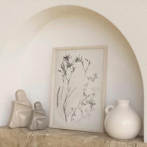 Botanical minimalist sketch print, Wildflower sketch, Vintage farm sketch, Botanical farmhouse sketch, Sketch plant minimalist, Dainty print image 6