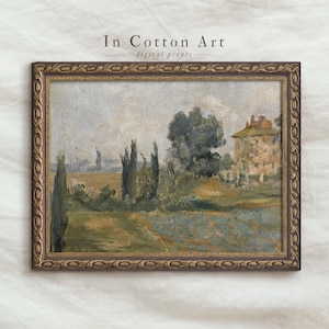 Italian Landscape Oil Painting / Vintage Spring Art Print PRINTABLE / Farmhouse Decor Digital Art | P105