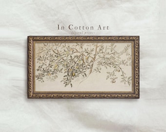 Narrow Botanical Sketch Print / Famhouse Art Print Panoramic PRINTABLE / Vintage Tree Drawing | D43