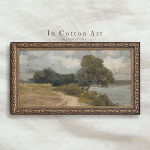 Vintage Panoramic Art Print / Rustic Landscape Painting Above Bed PRINTABLE / Summer Wall Decor DIGITAL Download InCottonArt | P178